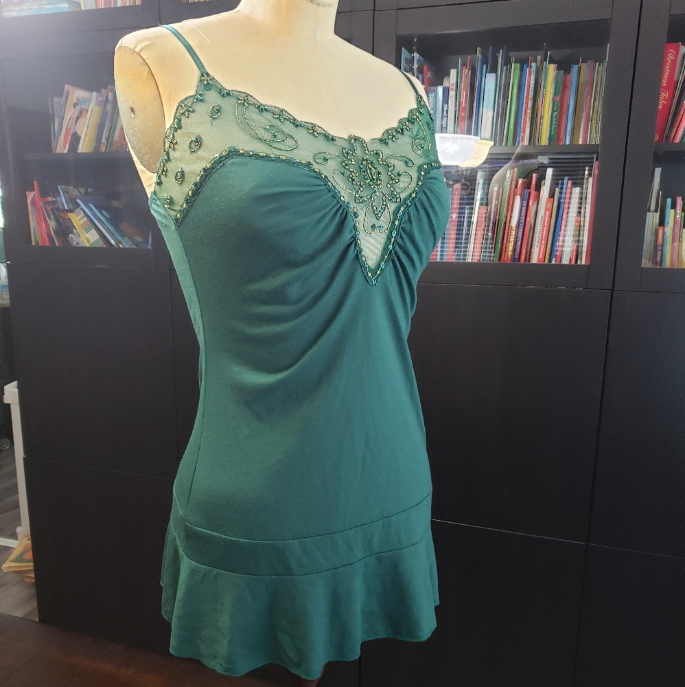 Forever 21 Dark Green Beaded Shirt